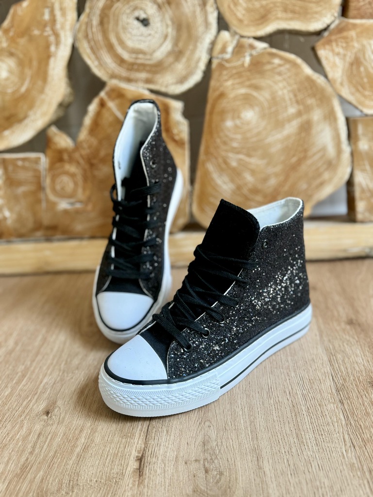 Baskets montantes noires glitter