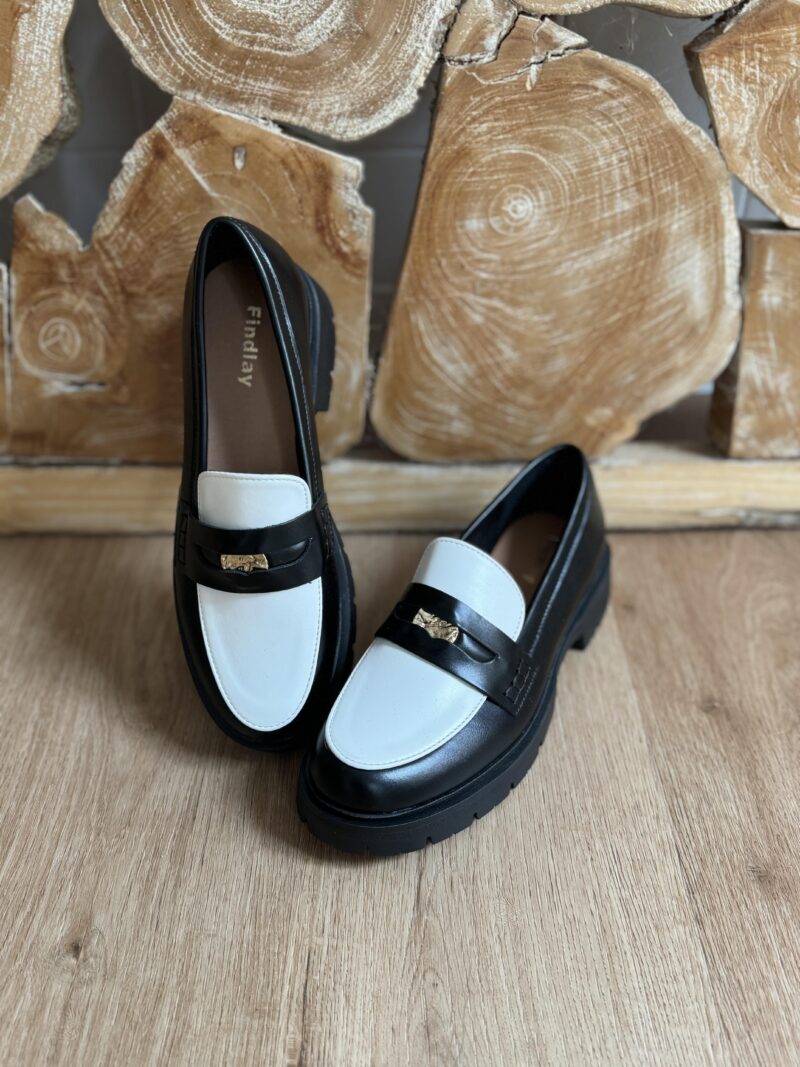 Mocassins Derby noir et blanc