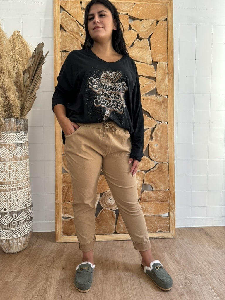 Pantalon grande taille Clémence Camel