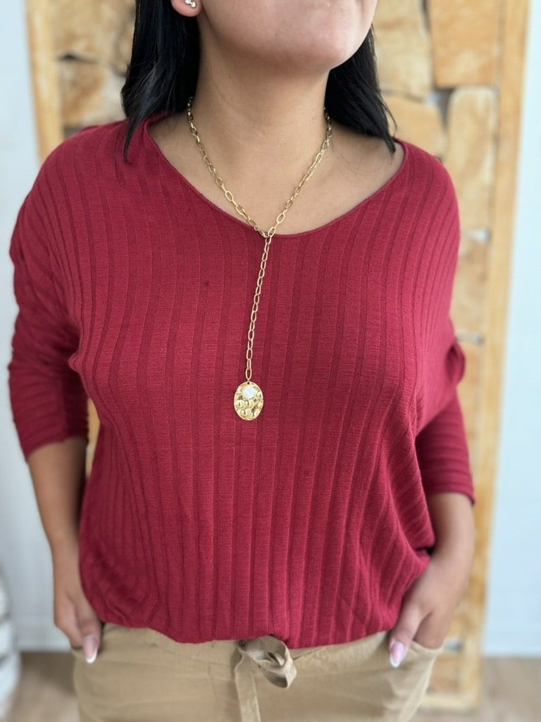 Pull Agata Bordeaux. Taille unique