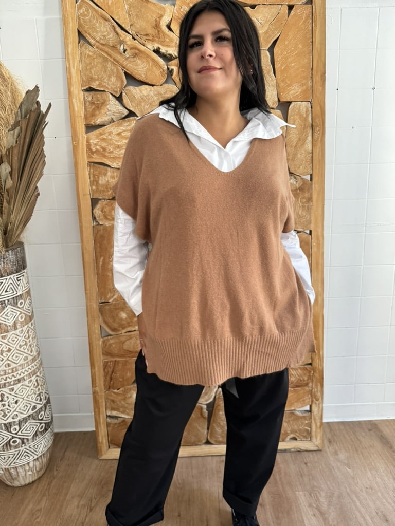 Pull Paula camel - Grande Taille